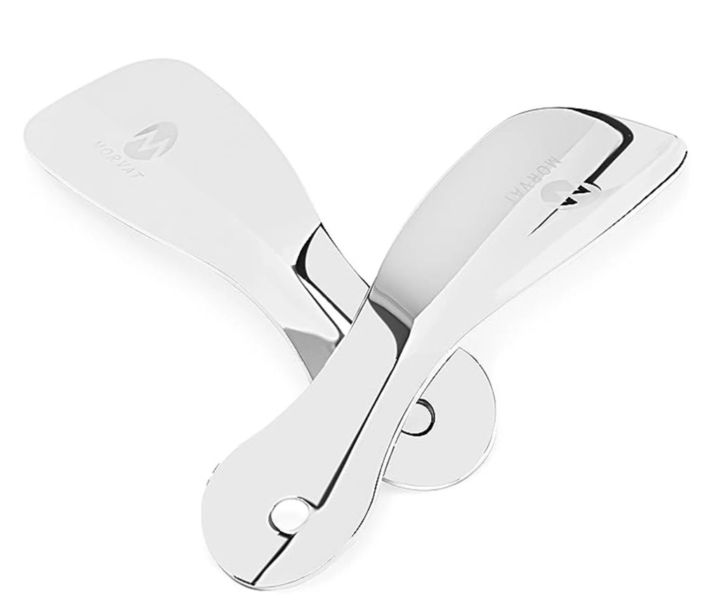 Morvat Stainless Steel Metal Shoe Horn, 7.5”, 2 Pack