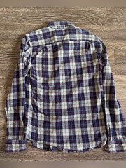 American Eagle Plaid Flannel Shirt Womens XS Purple Blue Button Front