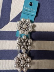 Hildie & Jo Silver Plated Slider Hair Clip Floral Flower Faux Pearl Rhinestone