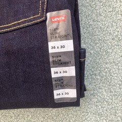 NWT Men’s Levi’s 513 Slim Stretch Straight Dark Wash Blue Jeans Size 36”x30”