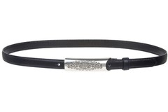 3/4 Inch (19mm) Embossed Rectangular Feather Edged Skinny Stitch Leather Belt