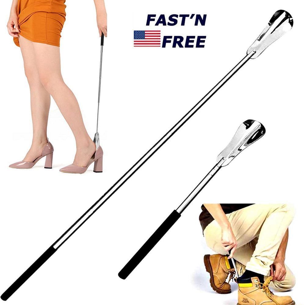 Extra Long Handle Shoe Horn Stainless Steel 25″ Handled Metal Shoehorn Horns USA