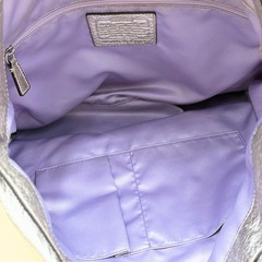 Coach Signature Metallic Silver & Khaki Canvas Tote Bag Rare Transparent HangTag