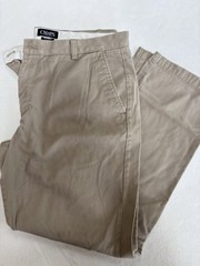 Chaps Men’s Beige Twill Chino Pants Classic Fit Straight Leg 36×32 Flat Front