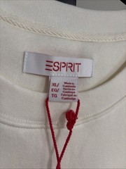 Esprit Women’s Logo Fleece Crewneck Sweatshirt Cream Viral 80’s Costco XL NEW