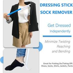 35.5 Inch Long Handled Shoe Horn, Dressing Stick, Sock Remover Aid Helper – Vers