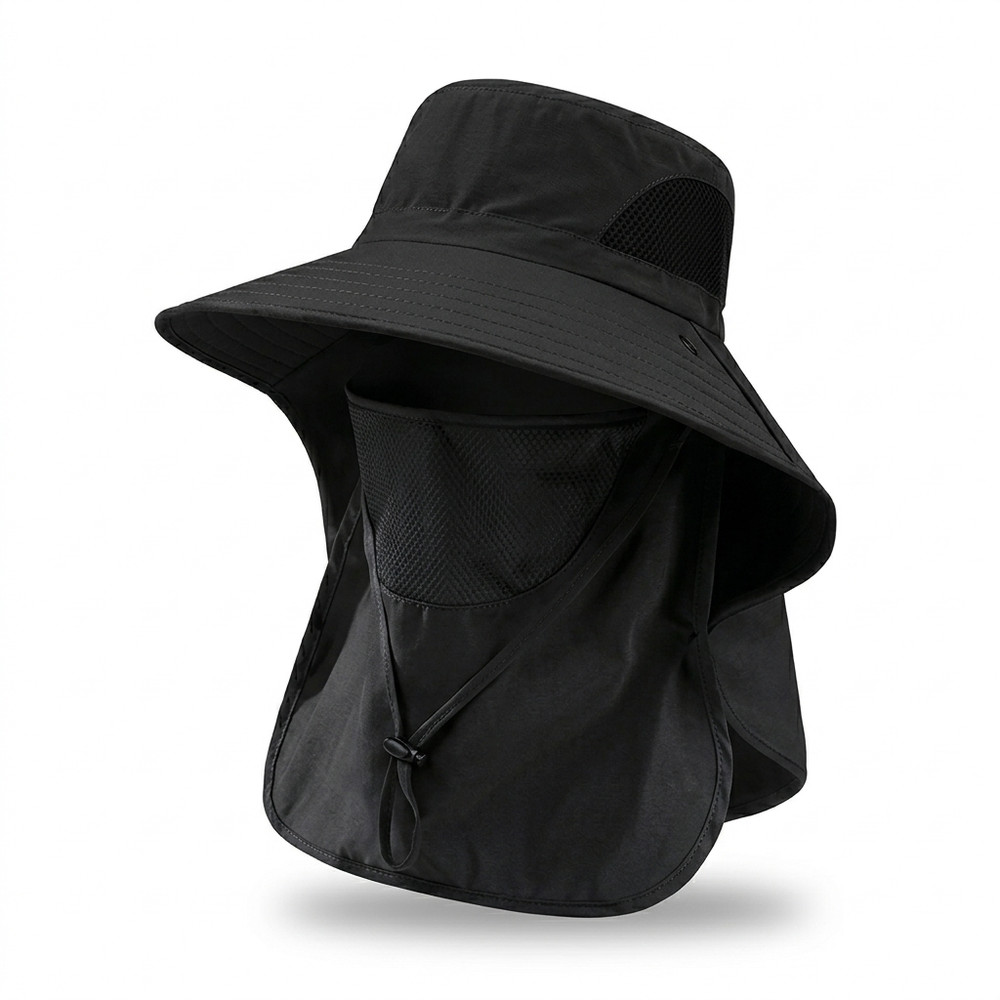 Sun Hat with Neck Flap Face Cover UPF 50+ Wide Brim Fishing Hiking Cap Men Women