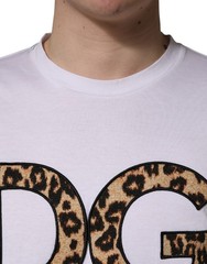 DOLCE & GABBANA T-shirt White Leopard Print DG Logo MenCotton IT48/US38/M 900usd