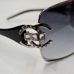 Women’s Rimless Sunglasses Black Plastic/Metal Frame Gray Gradient Tinted Lens