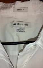 Liz Claiborne Women’s XL White Solid Short Sleeve Collared Stretch Button-Up