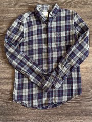 American Eagle Plaid Flannel Shirt Womens XS Purple Blue Button Front