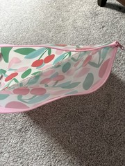 Clear Cherry Print Zip Pouch Cosmetic Bag Pink Trim Small Lightweight