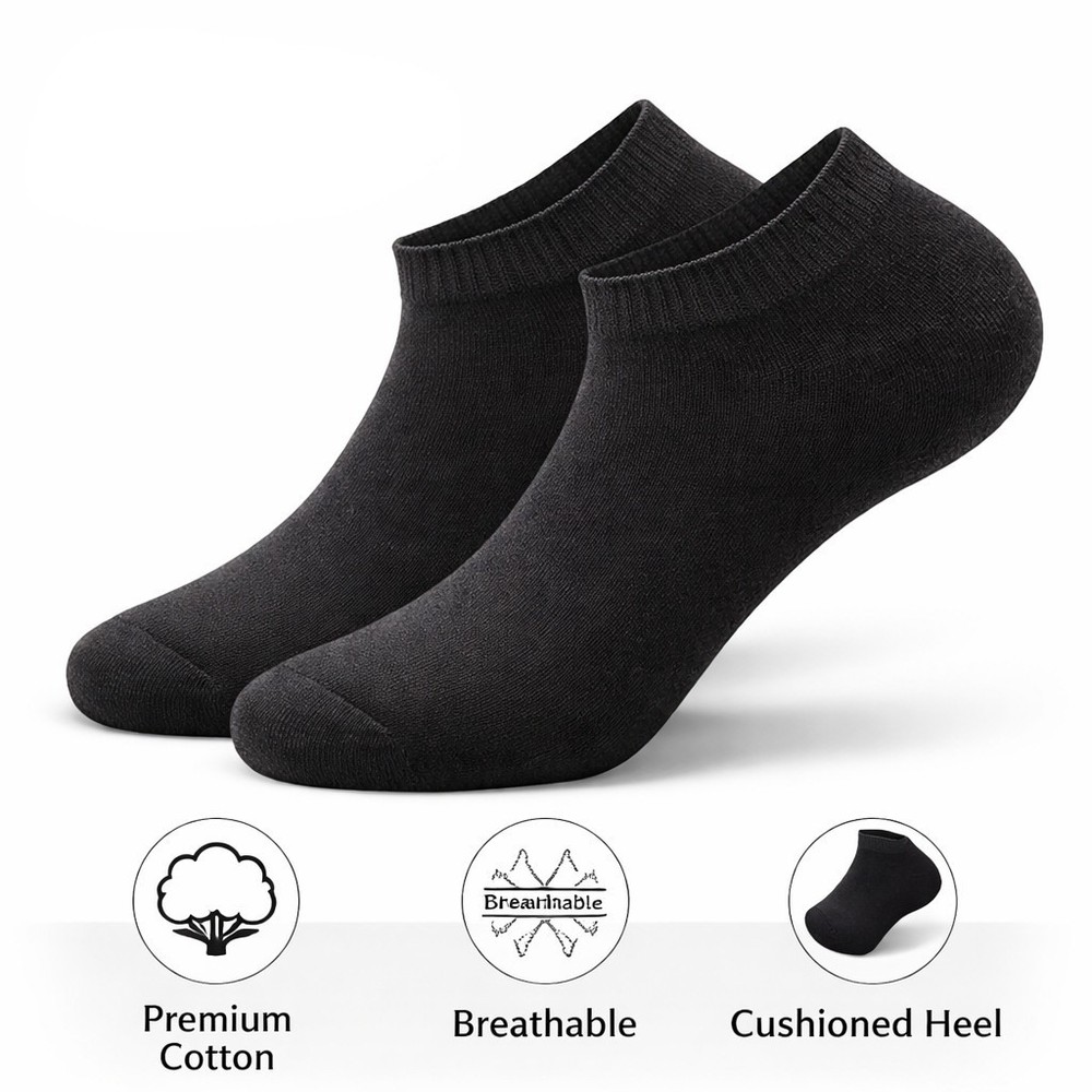 3-9 Pairs Mens Plain Solid Cotton Sports Ankle Athletic Socks Low Cut Size 8-12