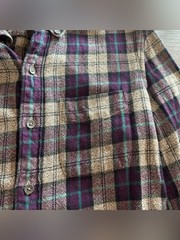American Eagle Plaid Flannel Shirt Womens XS Purple Blue Button Front
