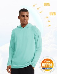 UPF50+ Mens Outdoor Fishing Hoodie Sun Block Skin Protection Long Sleeve T-Shirt