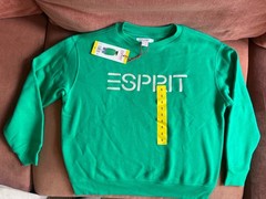 NWT Esprit Women’s Logo Fleece Crewneck Green Viral 80’s Vintage Sz Small