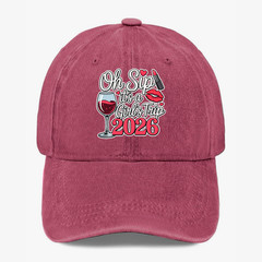 Oh Sip It’s A Girls Trip 2026 Hat Funny Bachelorette Wine Party Baseball Cap