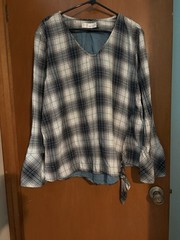Time and Tru Women’s Plus XXXL Long Sleeve Plaid Woven Cotton Blouse (3-86)