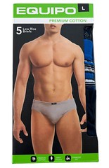 Men’s Equipo 5-Pack Low Rise Briefs (Blue-Black) No Fly Premium Cotton Underwear