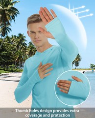 UPF50+ Mens Outdoor Fishing Hoodie Sun Block Skin Protection Long Sleeve T-Shirt