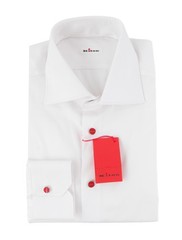 $800 Kiton White Solid Cotton Shirt – Slim – (KT821252)