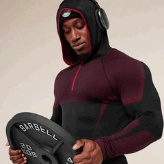 Men’s Quick Dry Compression Hoodie Long Sleeve Half Zip Gym Shirt Sports Tops