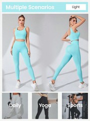Women’s Workout Sets 2 Piece – Seamless Yoga Leggings and Cross-Strap Sports Bra