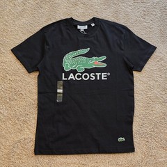 Lacoste Men’s Signature Print Cotton Jersey T-Shirt Black TH1285-51-031