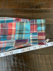 L.L. Bean Women’s Long-Sleeve Roll-Tab Plaid Shirt – Turquoise & Rust Large)