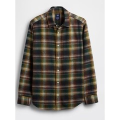 Gap Flannel Shirt Mens L Black Shadow Plaid Organic Cotton Relaxed Fit