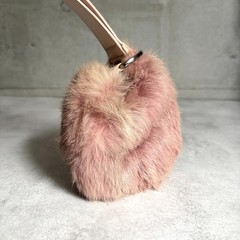 GUCCI Half Moon Loop Handle Mauve Fur Mini Clutch Bag