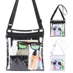 Clear Transparent Tote Bag PVC w/ Zipper Stadium Approved Sports Handbag Purse
