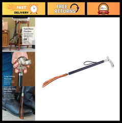 Deluxe Long Shoe Horn – Nickel Plated Handle, Extended Reach, Heel Relief, Comfo