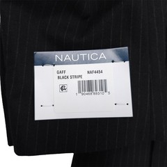 Nautica Mens Modern Fit 2 Piece Suit 36S 32W Black Pinstripe Stretch NWT