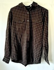 Laura Scott Black and White Windowpane Plaid Button Down Shirt