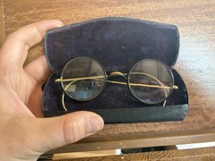 Antique Eyeglasses Round Full Frames Wire Rim 1/10 12K Gold Filled GF w Case