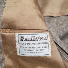 Vtg Pendleton Blazer Mens 42 Tan Wool 100% Two Button Western Sport Coat 60s 50s