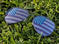 USA Glasses American Flag Aviator Sunglasses Black United States Patriotic
