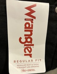 NWT Wrangler Regular Fit Black Denim Jeans Pants Mens Sz 42X30 Stretch