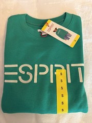 Lot of 3 NWT Esprit Logo Fleece Crewneck Sweatshirt Cream Blue Green 80’s sz S