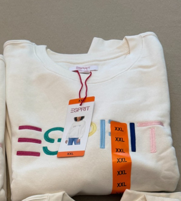 Esprit Women’s XXL White Crewneck Pullover Sweatshirt Cotton Fleece Logo