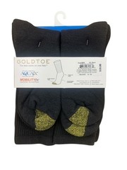 GoldToe Black Cotton crew Sock 6 Pair Shoe Size 6-9