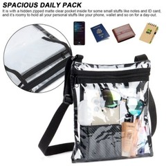 Clear Transparent Tote Bag PVC w/ Zipper Stadium Approved Sports Handbag Purse