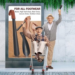Long Metal Shoe Horn for Seniors, 22.8 Inch Long Handle Boot Shoehorn
