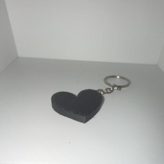 Black Heart Key Chain Keyring, Plastic & Metal, Black/Silver, Women