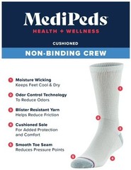 MediPeds Men’s Non-Binding Crew Socks, 12-Pairs, Large Shoe Size 7-12🎈FREE SHIP