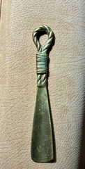 Brass Shoe Horn with Twisted Loop Handle, Sturdy Metal Construction