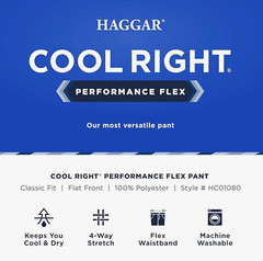 Men Haggar Cool Right Performance Flex Wrinkle Free Slim Fit Pants – Navy/Ink