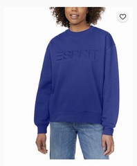 Esprit Women’s Blue Crew Neck Pullover Sweatshirt Logo Long Sleeve Size Medium