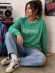 NWT Esprit Retro Logo Embroidered Crewneck Sweatshirt Vintage 80s Cozy Pullover⁠